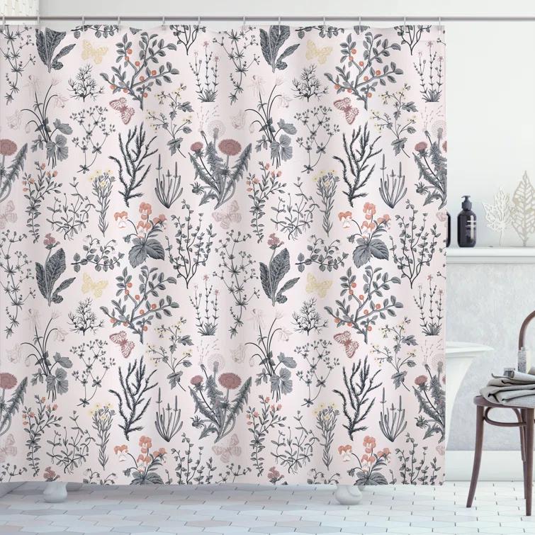 Ambesonne Floral Shower Curtain with Hooks Included
