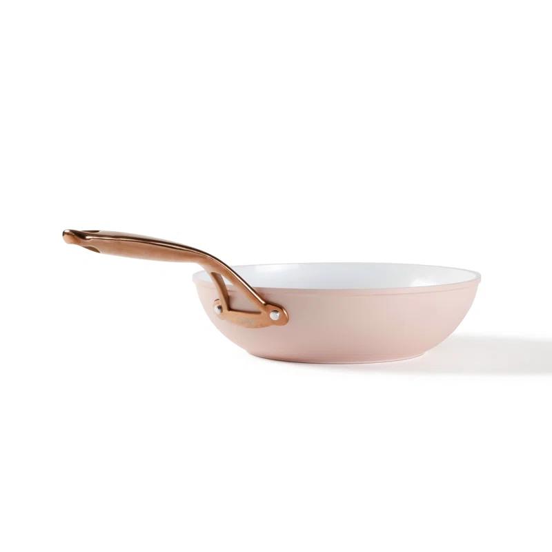 Frök Platinum Non-Stick Fry Pan Meets Wok With Lid, 11-Inch, Blush & Rose Gold