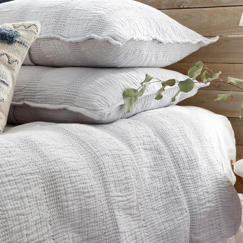 Nantucket Cotton Matelassé Coverlet by Pom Pom at Home - Grey / King