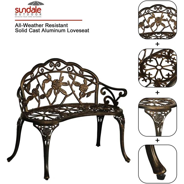 Bloomsbury Market Busselton Round 4 - Person Cast Aluminum Patio Bistro Set Brown