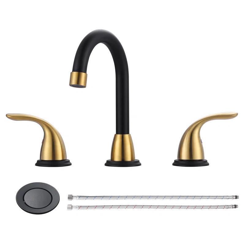 8 Inch Widespread Double Handle Bathroom Faucet With Pop-Up Drain Kit