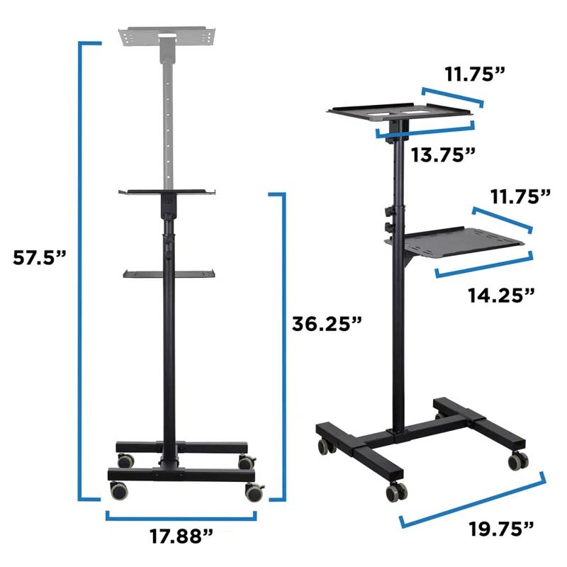 Mount-it Mount-It! Mobile Projector and Laptop Stand with 2 Shelves, Rolling Cart