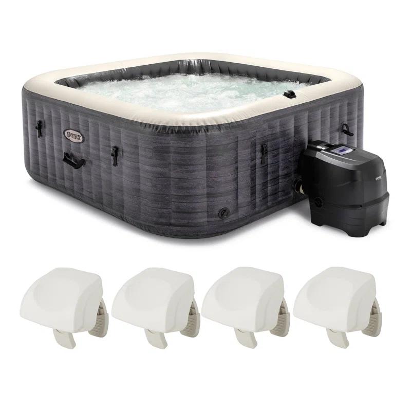 Intex Intex 120 Volt 6 Person - Person 140 - Jet Vinyl Square Inflatable Hot Tub in Gray