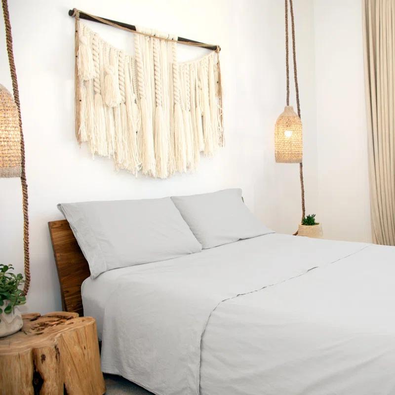 Jennifer Adams Home Relaxed Long-Staple Garment-Washed Cotton 4pc. Percale Sheet Set