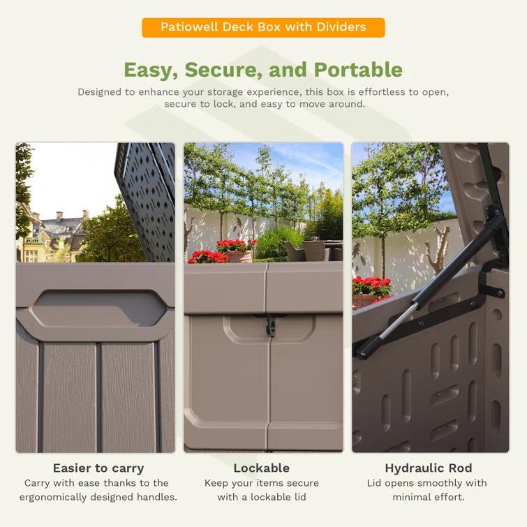 Patiowell 230 Gallons Water Resistant Resin Lockable Deck Box