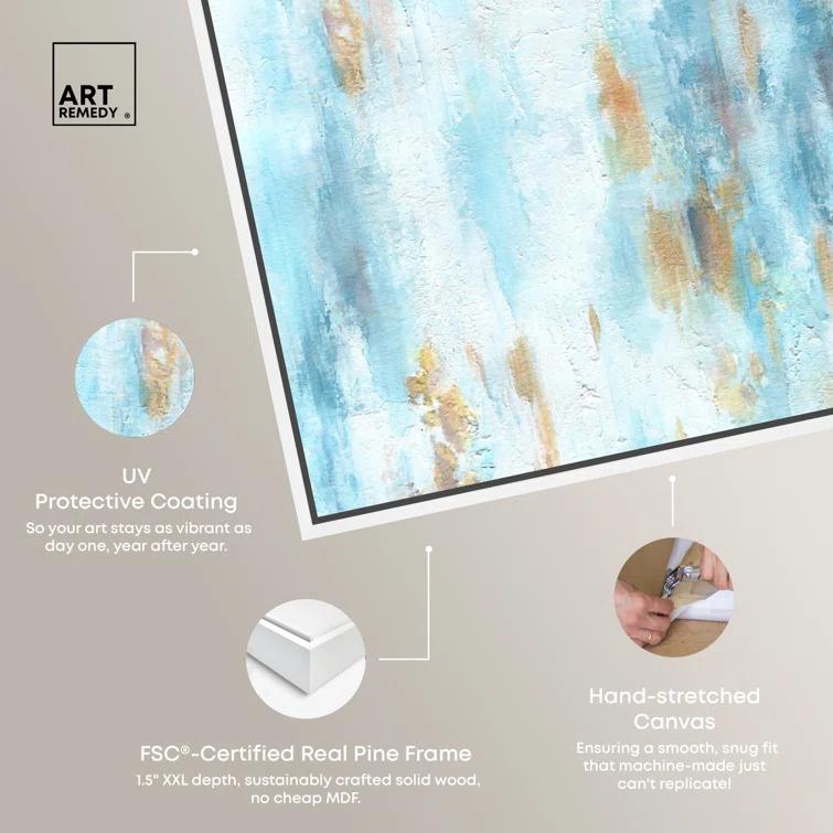 Art Remedy Art Remedy Textured Shades Framed Blue Abstract 1 Piece Canvas Wall Art 57567