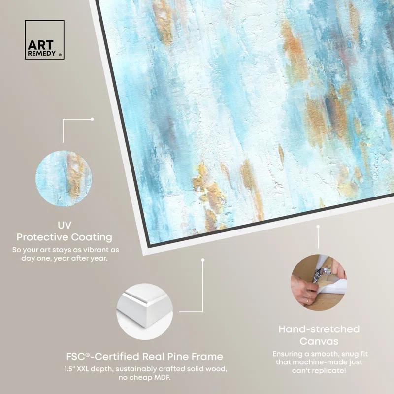 Art Remedy Art Remedy Textured Shades Framed Blue Abstract 1 Piece Canvas Wall Art 57567