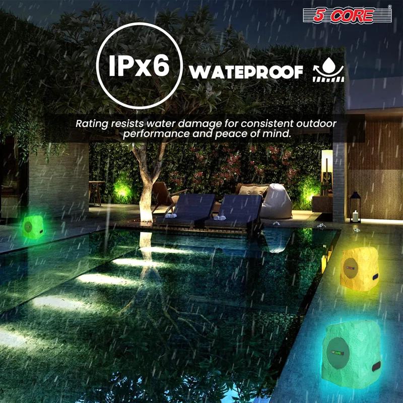 5 Core Outdoor Speakers Bluetooth Waterproof TWS Pool Patio Garden Rock Subwoofer