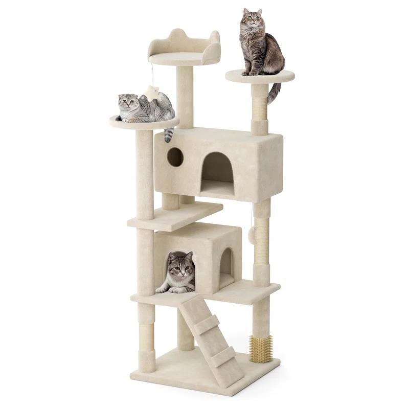 Tucker Murphy Pet™ 70" Cat Tree Tower With Scratching Posts, Multiple Cat Caves, Top Perch, And Play Features For Indoor Cats