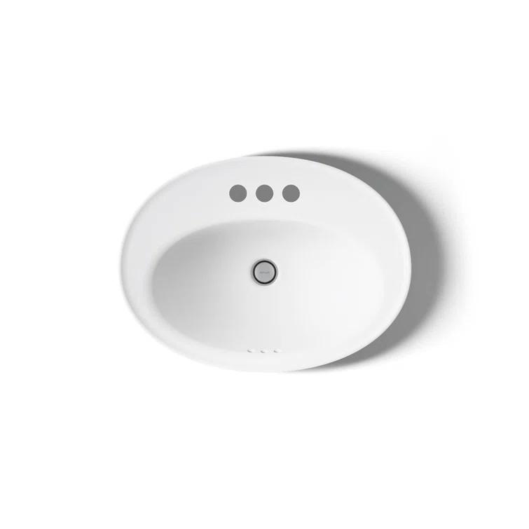 Serif® Ceramic Oval Drop-In Bathroom Sink with Overflow