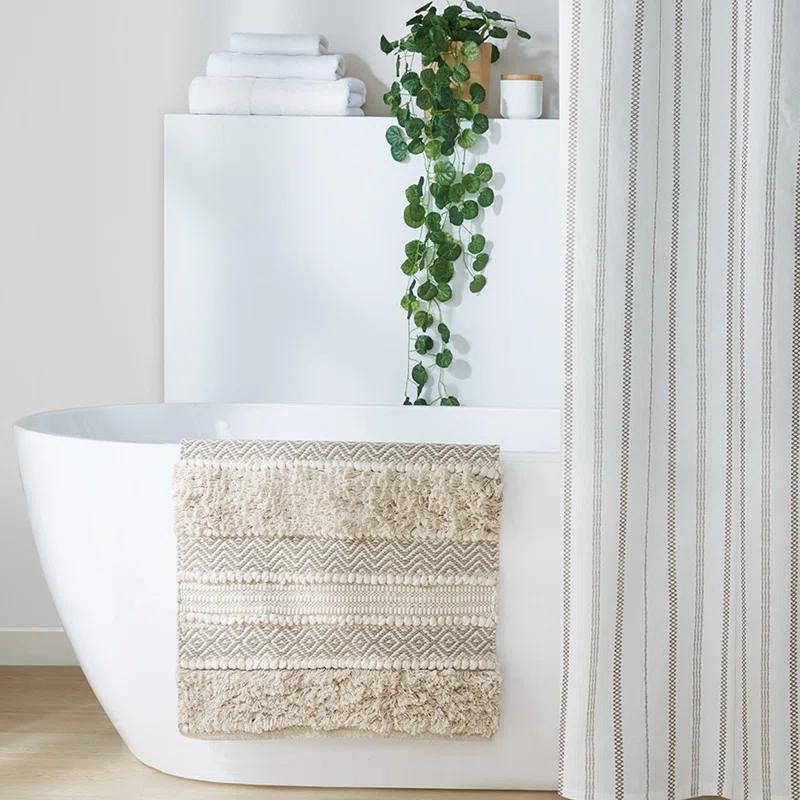 INK+IVY Asher Cotton Blend Bath Rug with Non-Slip Backing