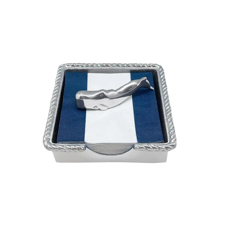 Nantucket Whale Handcrafted Recycled Napkin Holder with Napkins