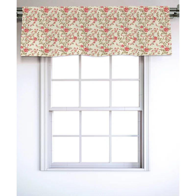 Ambesonne Floral Sateen Ruffled 54'' W Window Valance in