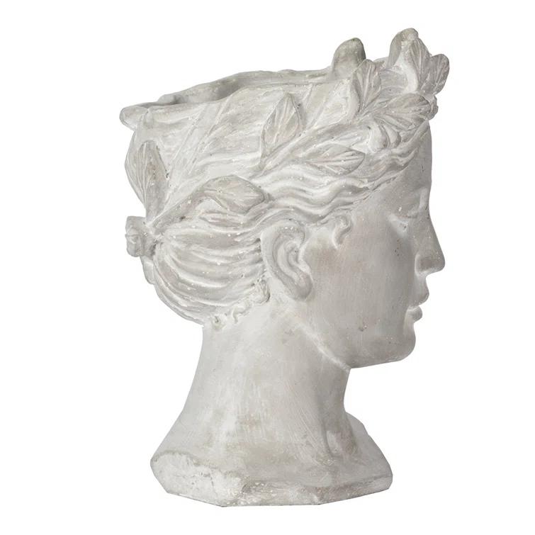 White Cement Bust Table Vase Set