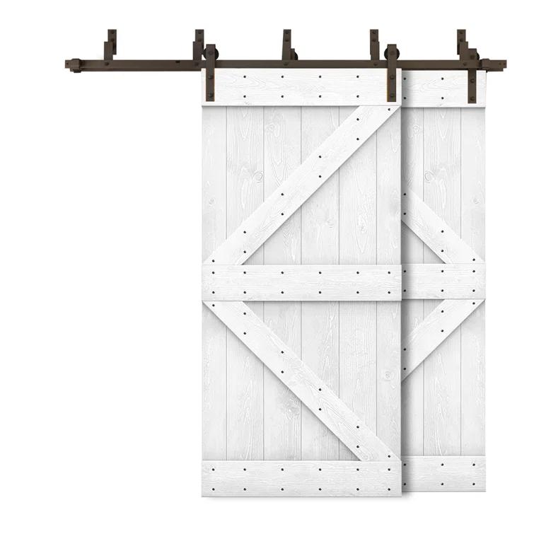 Calhome 84'' Solid Wood Paneled Painted with Installation Hardware Kit Barn Door