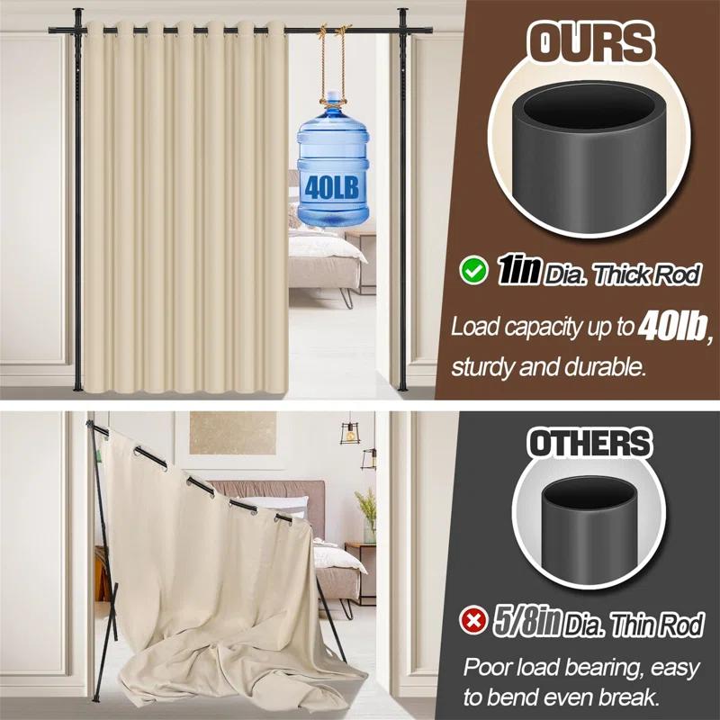 Blooming Room Divider Curtain And Rod Set