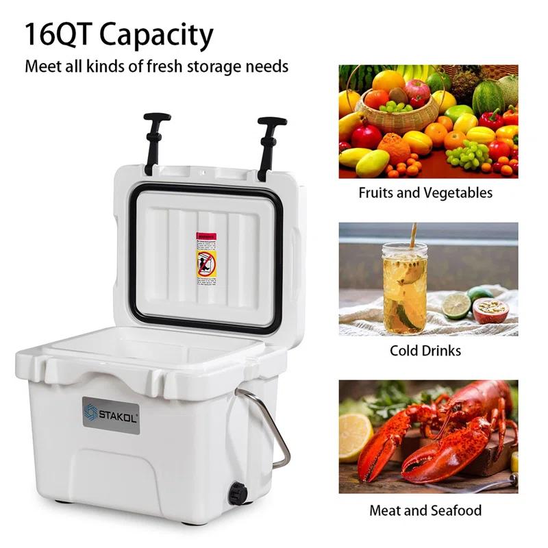 Costway 16 Quart Cooler Portable Ice Chest Leak-proof 24 Cans Ice Boxfor Camping