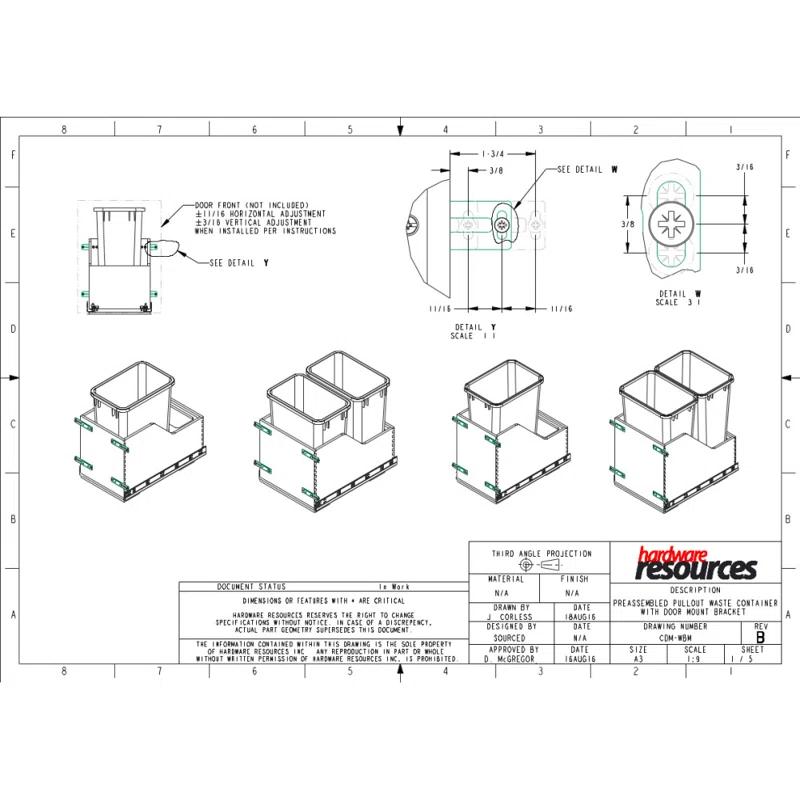 Hardware Resources Solid Wood Open Trash Can - 12.5 Gallons