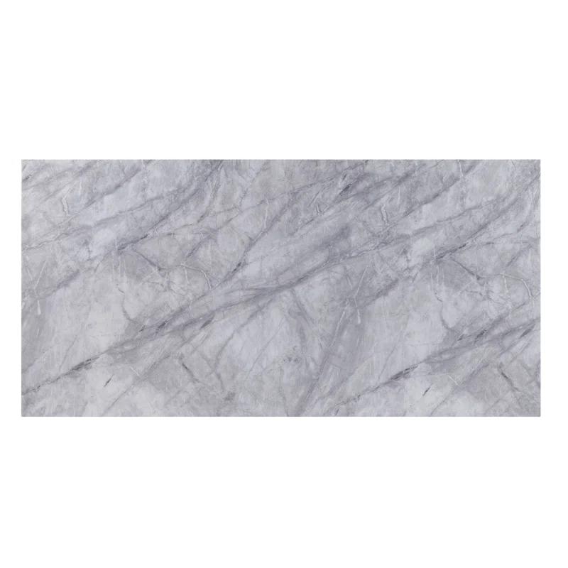 Everly Quinn Eardie Rectangular Dining Table in Light Gray and Mirrored Silver