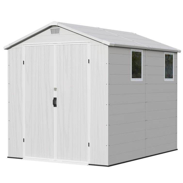 Patiowell 6 Ft. W X 8 Ft. D Resin Outdoor Storage Shed, Weather-resistant Outdoor Storage With Reinforced Design