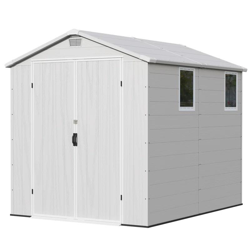 Patiowell 6 Ft. W X 8 Ft. D Resin Outdoor Storage Shed, Weather-resistant Outdoor Storage With Reinforced Design