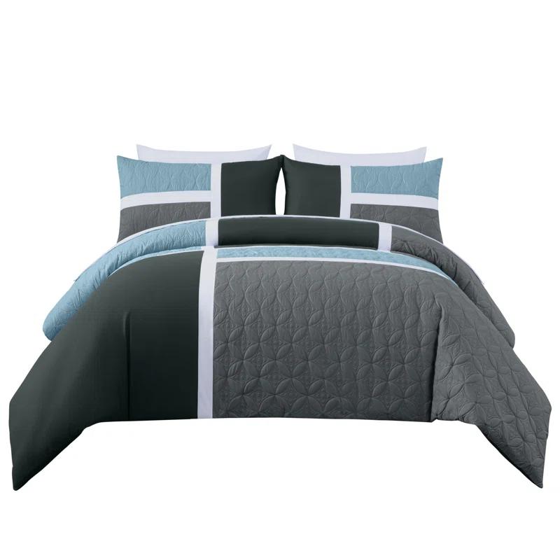 Chezmoi Collection 7-Piece Patchwork Bed in a Bag Comforter Set with Sheets