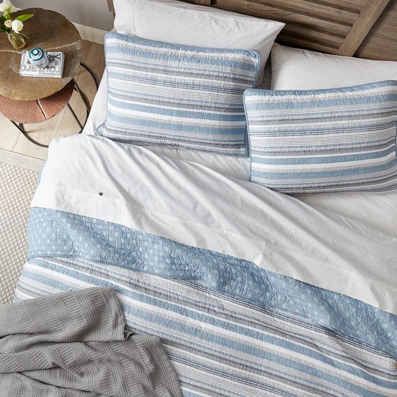 Nautica Nautica Jettison Cotton Reversible Blue Quilt Set
