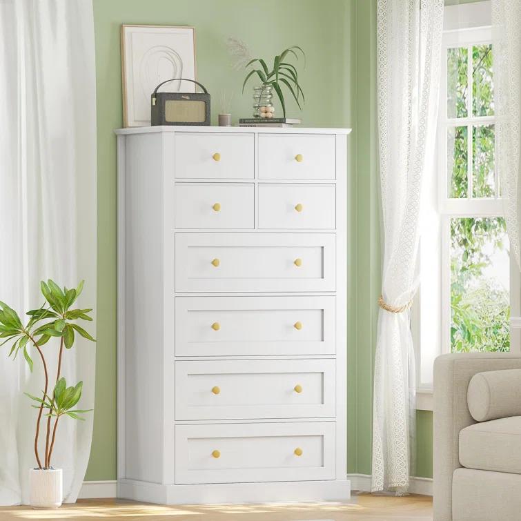 Winston Porter 8 Drawers Tall Dresser For Bedroom, Tall Dressers And Chest Of Drawers, Vertical Chest Of Drawers Dresser For Bedroom