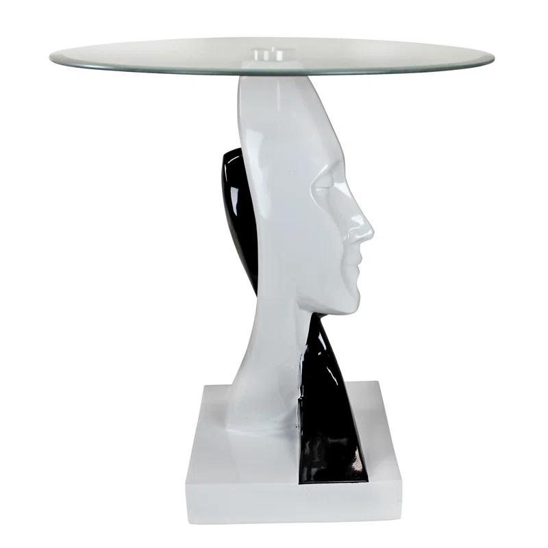 Design Toscano Lovers in Black and White Glass End Table