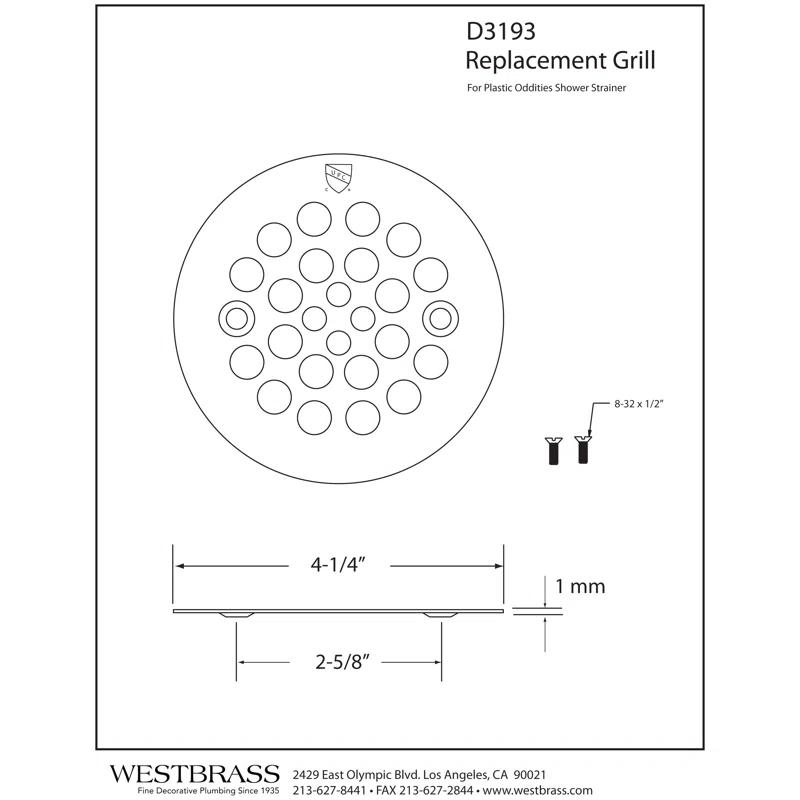 4-1/4" OD Brass Shower Strainer Grid Drain Cover