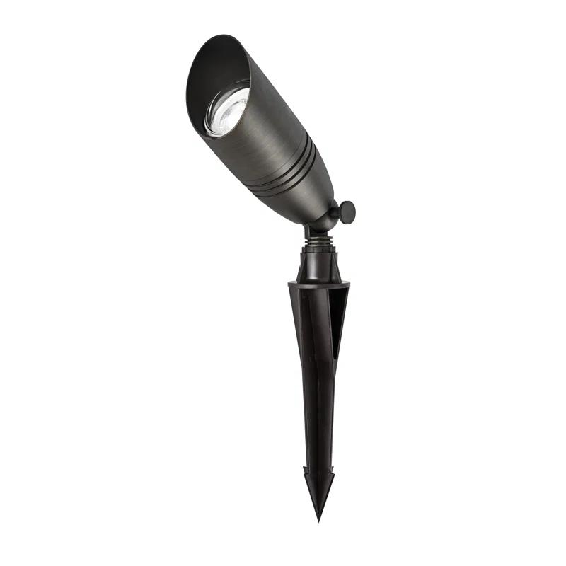 Elegant Lighting Outdoor 12V Cast Brass spot light 3 inch Wide x 8.5 inch High in Dark Bronze with spring