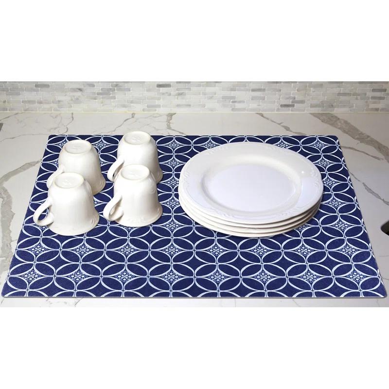 Low-Profile Dish Drying Mat, Drip Pad For Kitchen Counter - Thin/Absorbent/Waterproof/Easy To Clean