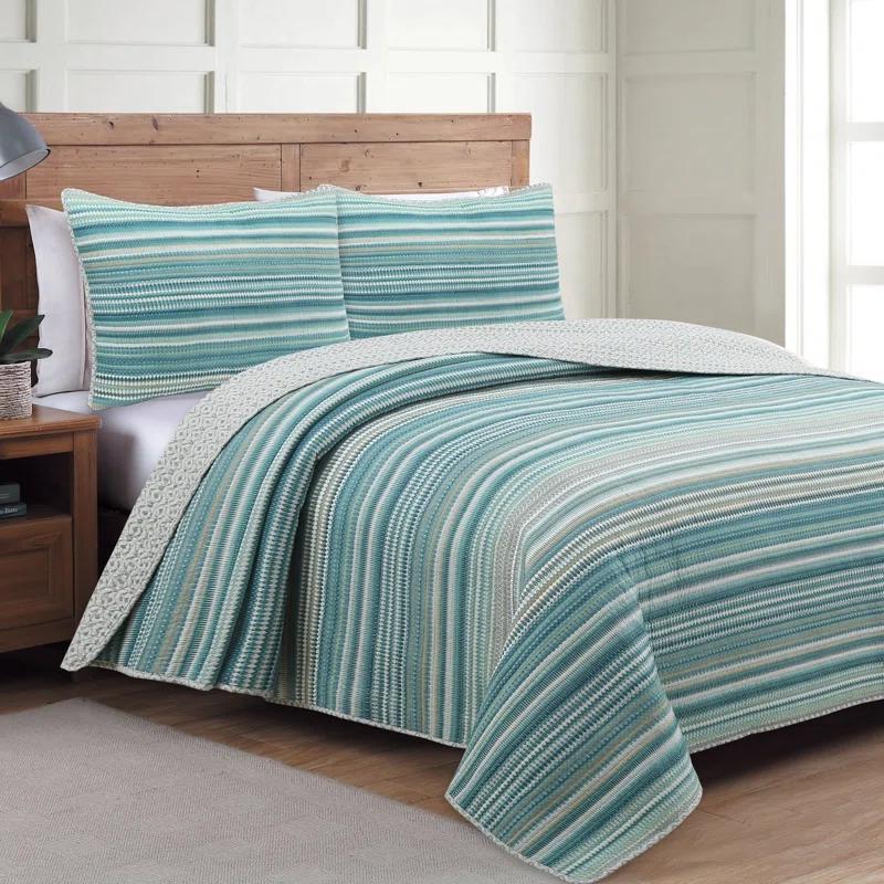 American Home Fashion Estate Modern & Contemporary Striped Quilt Set