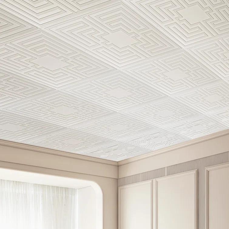 VEVOR Ceiling Tiles 12-Pack 24 x 24 in PVC Easy Installation White Echo Pattern (Set of 12)
