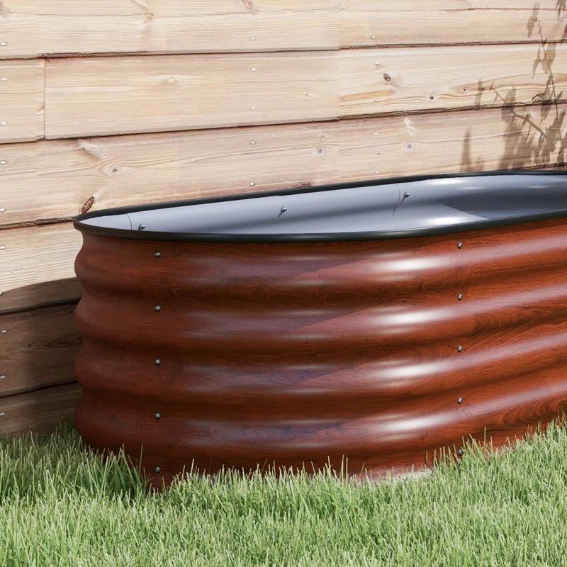 Arlmont & Co. Galvanized Raised Garden Bed Kit, Outdoor Metal Elevated Planter Box with Safety Edging, Easy DIY Stock Tank
