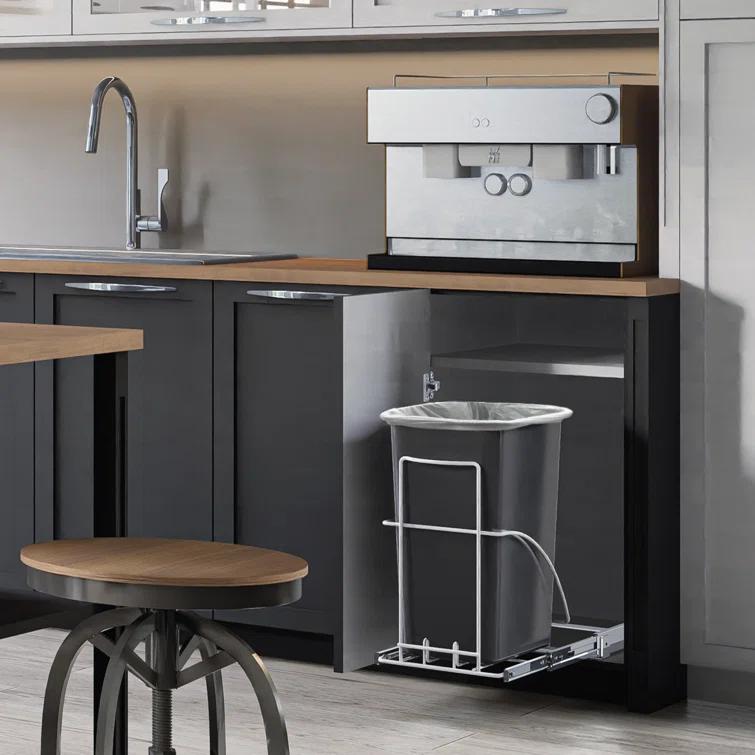 Home Zone Living Home Zone Living 7.6 Gallon Under Cabinet Open Pull Out Trash Can, Adjustable Slide Out Waste Bin