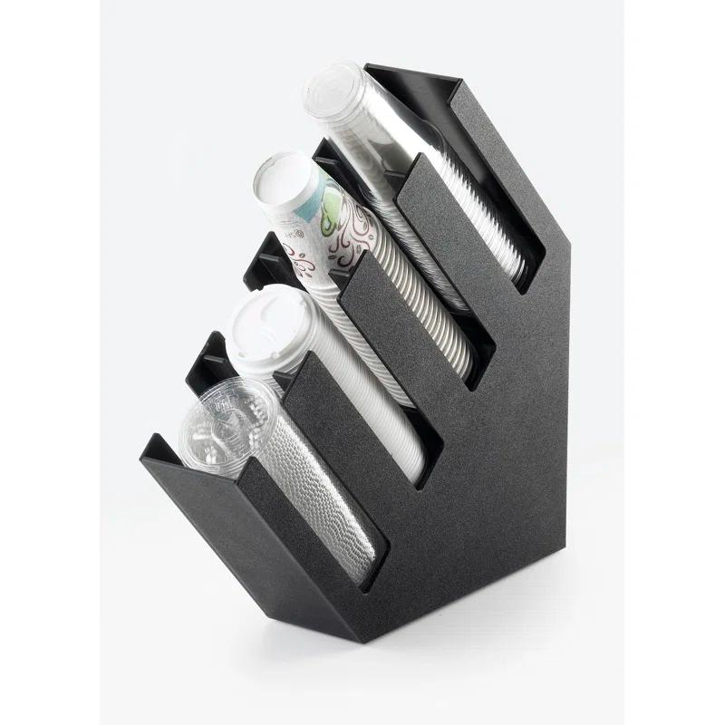 Cal-Mil Black 4-Section Slanted Countertop Cup and Lid Organizer