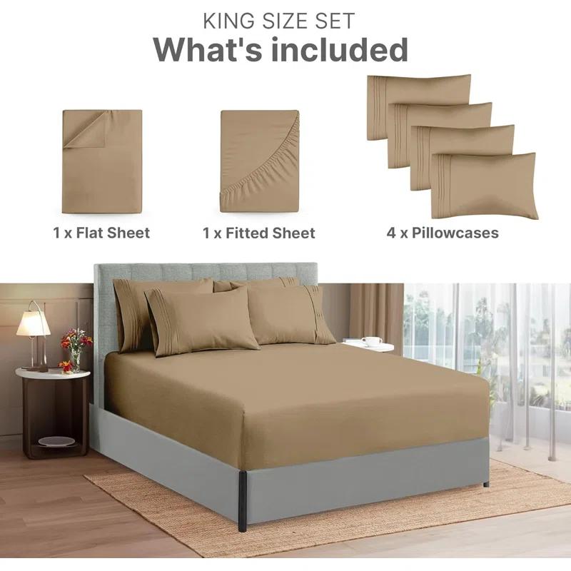 CGK Linens 6 Piece Extra Deep Pocket Ultra Soft & Cooling Sheet Set