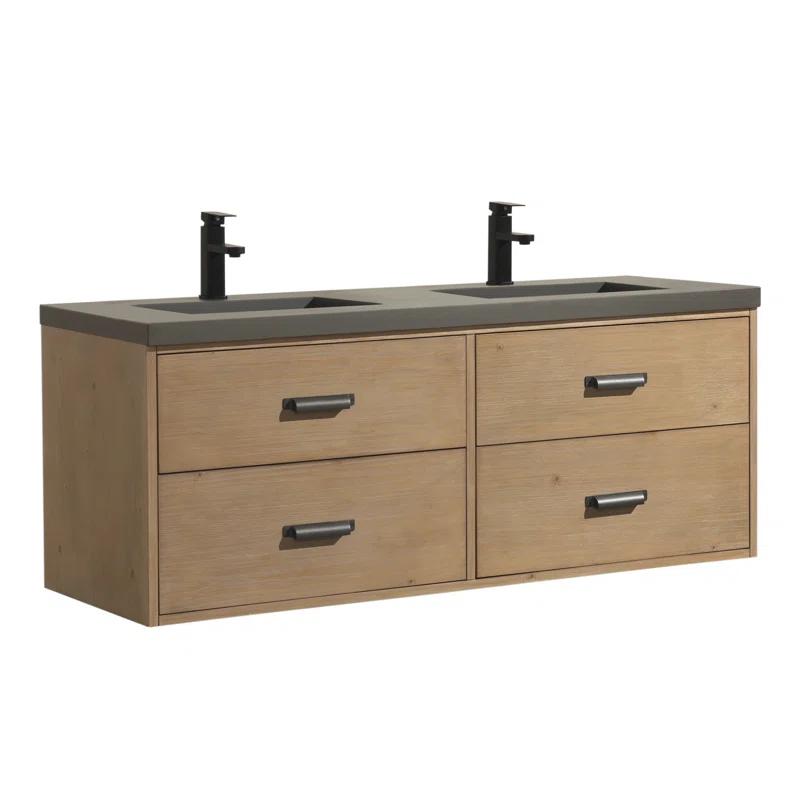 Sand & Stable™ Clary 55'' Double Bathroom Vanity with Concrete Top