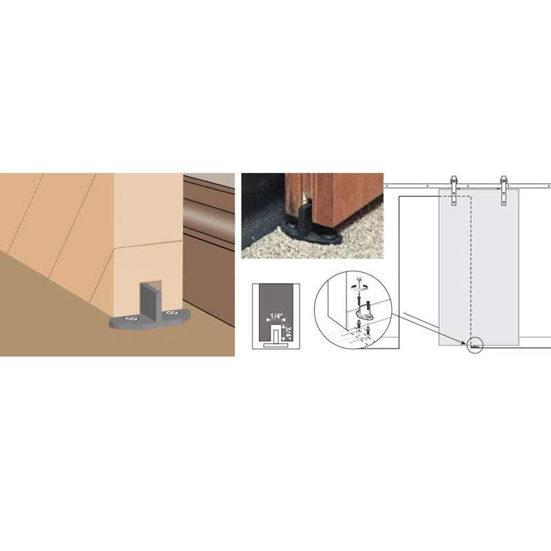 American Pro Decor Steel Sliding Rolling Barn Door Hardware Kit for Single Wood Doors with Routed Floor Guide
