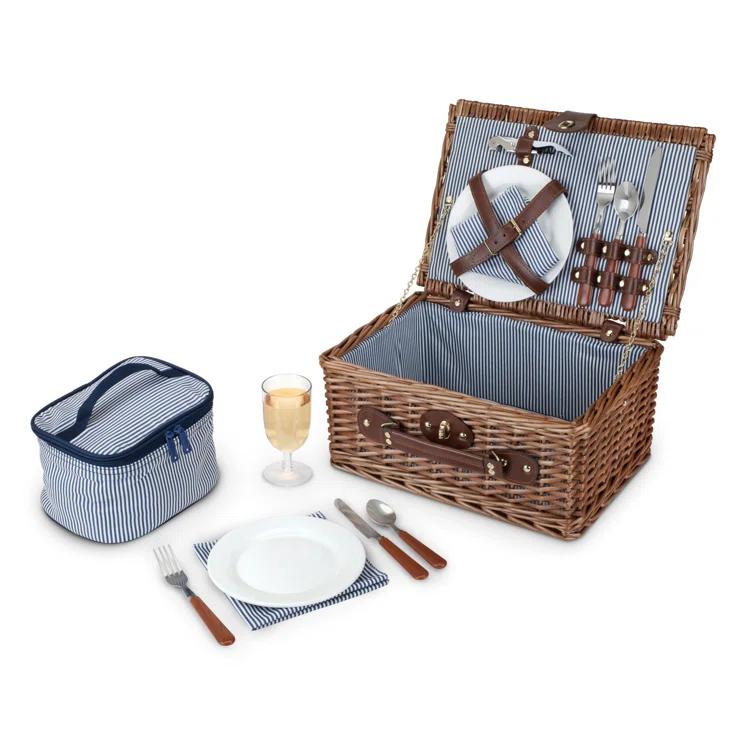 Seaside Newport Wicker Picnic Basket Set