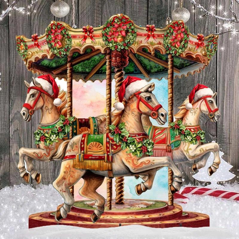 Designocracy Christmas Carousel Figurine
