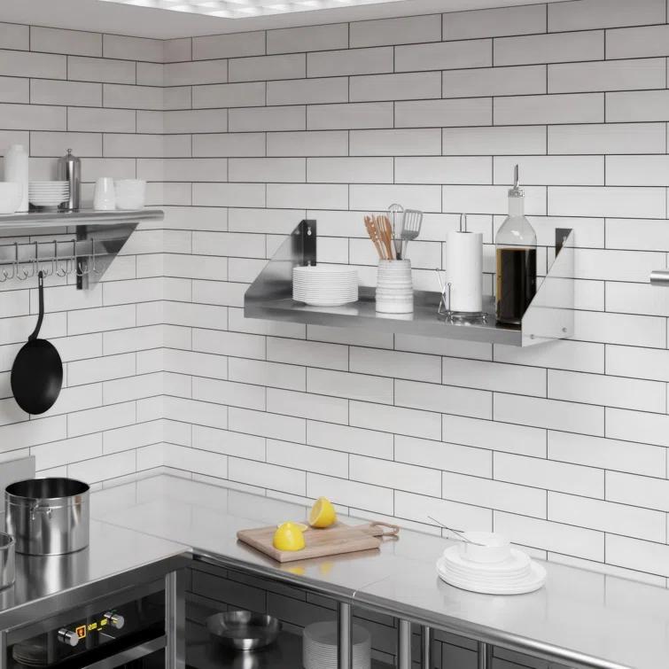 Amgood 12 in. x 36 in. Stainless Steel Wall Shelf with Side Guards