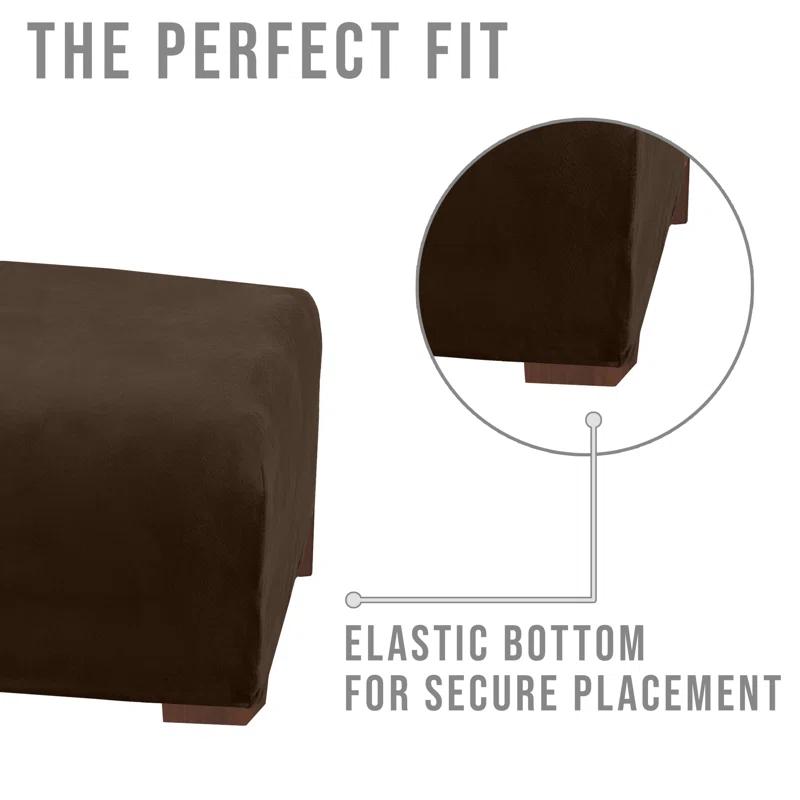 Latitude Run® Velvet Plush Stretch Ottoman Slipcover