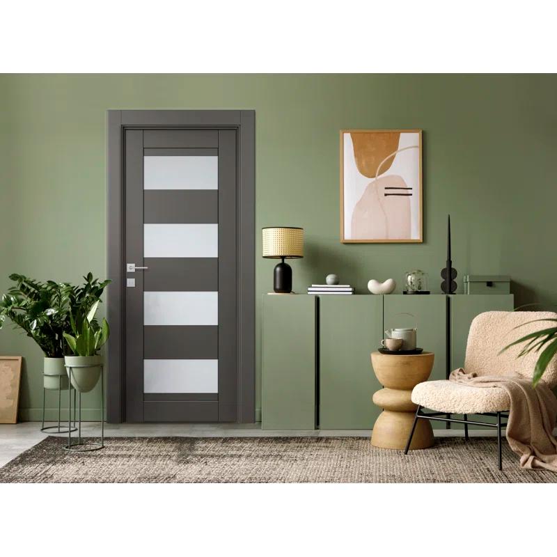 Belldinni Della DIY-FRIENDLY Manufactured Wood and Frosted Glass Single Prehung Standard Door