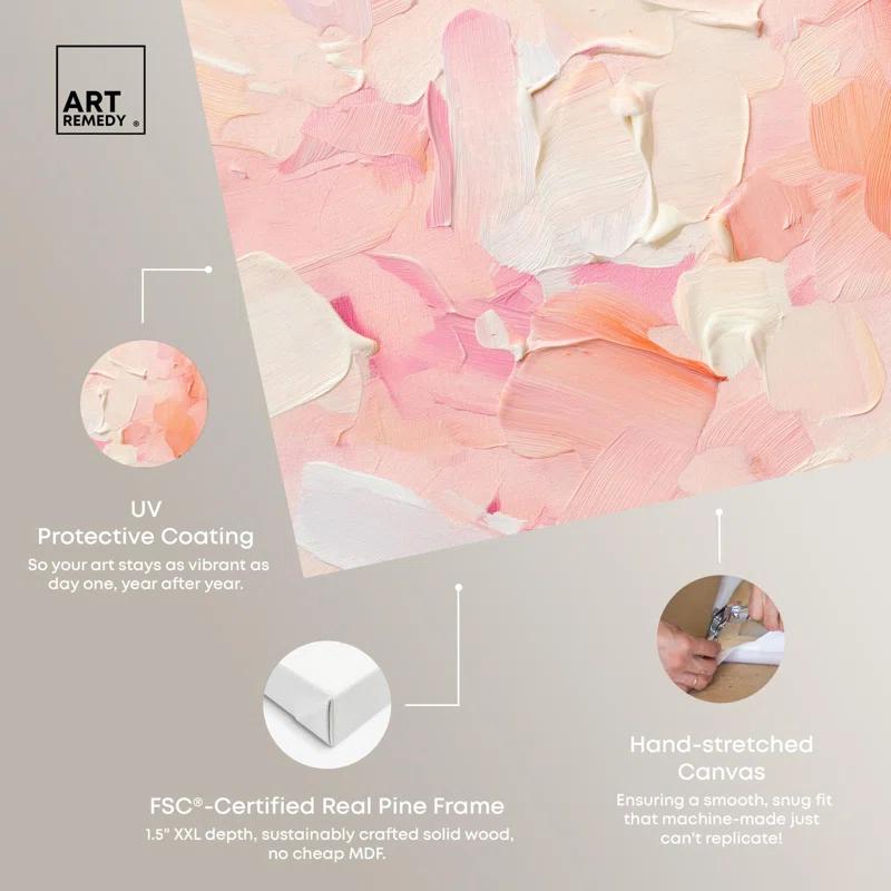 Art Remedy Morning Meadows Blush Coral Lands Canvas Pastel Abstract Art by Art Remedy