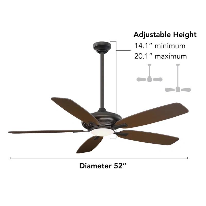 Minka Aire 52'' Laskintown 5 - Blade LED Standard Ceiling Fan with Remote Control and Light Kit Included