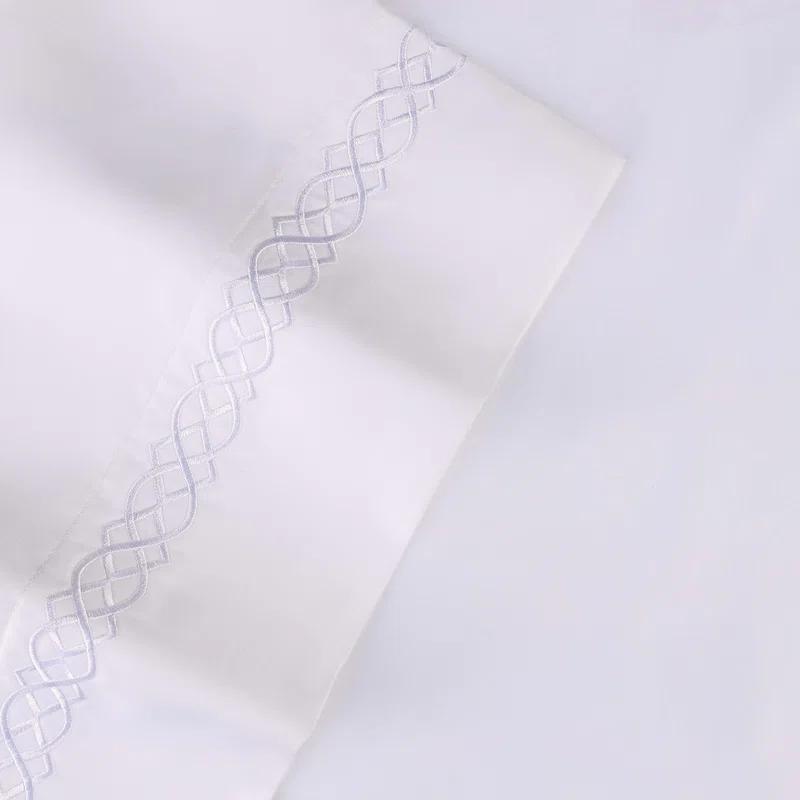Superior Infinity Scroll Embroidered Certified Egyptian Cotton 1000 Thread Count Bed Sheet Set