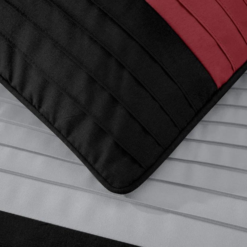 Chezmoi Collection Loft 8-Piece Pleated Stripe Microfiber Comforter Set