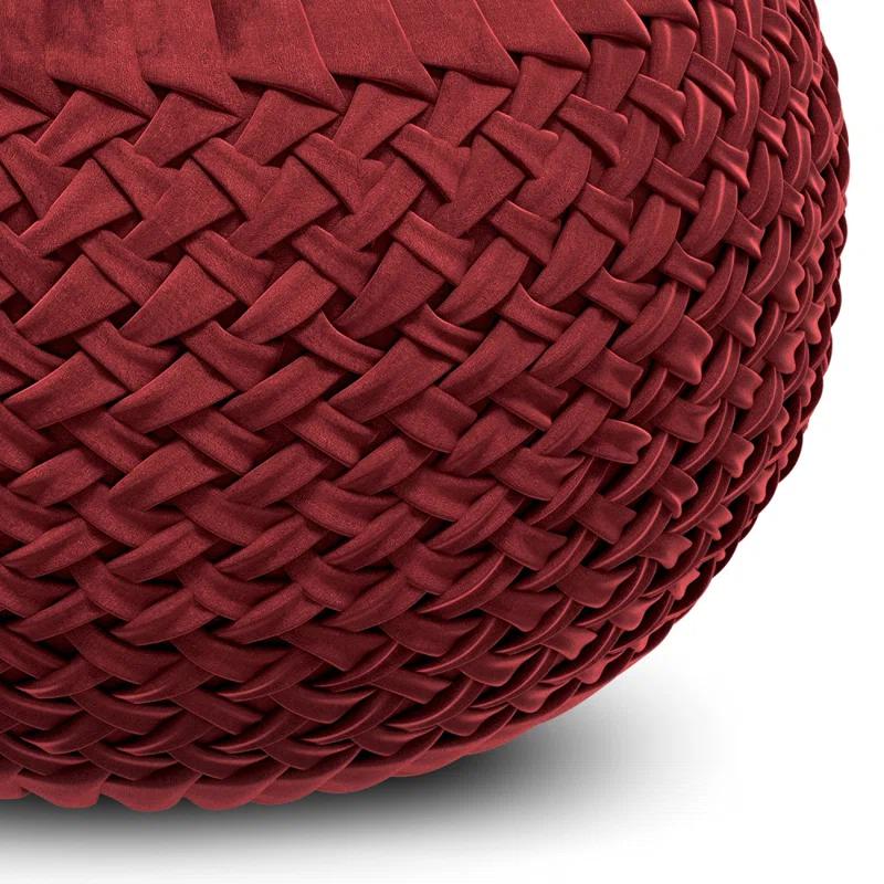 Simpli Home Grafton 20"W Velvet Round Button-Tufted Pouf